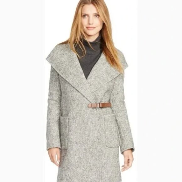 Lauren Ralph Lauren Jackets & Blazers - Lauren Ralph Lauren Buckle Front Hooded Wool blend Coat Size 4 Gray